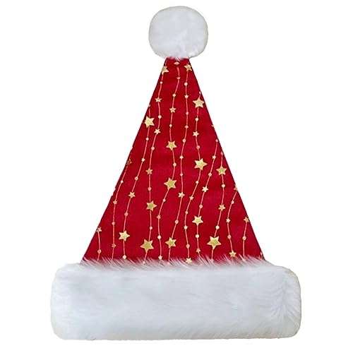 Aurgiarme Weihnachtliche Kopfbedeckung mit goldenem Stern, perfekt für die Feiertage, bunte Outfits für Cosplay, Weihnachtsmannmütze, Weihnachtsmannmütze, Großpackung von Aurgiarme