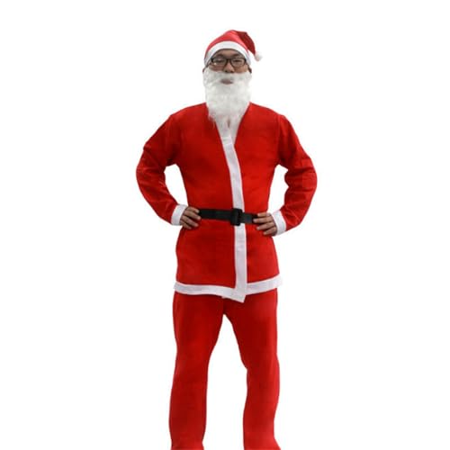 Aurgiarme Weihnachtsmann-Anzug, Weihnachtsmann-Kostüm für Männer und Frauen, Erwachsene, 3/4/5/6/7, Weihnachtsmann-Kostüm, Outfits, lustiger Weihnachtsmann-Bär-Hut, Weihnachtsmann-Anzug von Aurgiarme