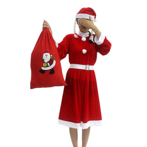 Aurgiarme Weihnachtsmann-Anzug, Weihnachtsmann-Kostüm für Männer und Frauen, Erwachsene, 3/4/5/6/7, Weihnachtsmann-Kostüm, Outfits, lustiger Weihnachtsmann-Bär-Hut, Weihnachtsmann-Anzug von Aurgiarme