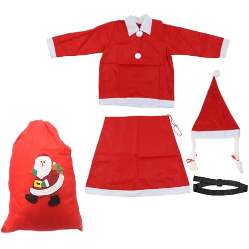 Aurgiarme Weihnachtsmann-Anzug, Weihnachtsmann-Kostüm für Männer und Frauen, Erwachsene, 3/4/5/6/7, Weihnachtsmann-Kostüm, Outfits, lustiger Weihnachtsmann-Bär-Hut, Weihnachtsmann-Anzug von Aurgiarme