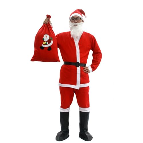 Aurgiarme Weihnachtsmann-Anzug, Weihnachtsmann-Kostüm für Männer und Frauen, Erwachsene, 3/4/5/6/7, Weihnachtsmann-Kostüm, Outfits, lustiger Weihnachtsmann-Bär-Hut, Weihnachtsmann-Anzug von Aurgiarme