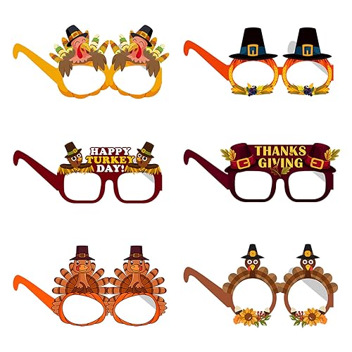 Papierbrillenrahmen, Thanksgiving-Brillen, lustige Party-Cosplays, Cartoon-Brillen, Thanksgiving-Kostüm, Requisiten, Erntedankfest, Party-Dekorationen, Neuheit, Brillen, Papierbrillen, Rahmen, von Aurgiarme