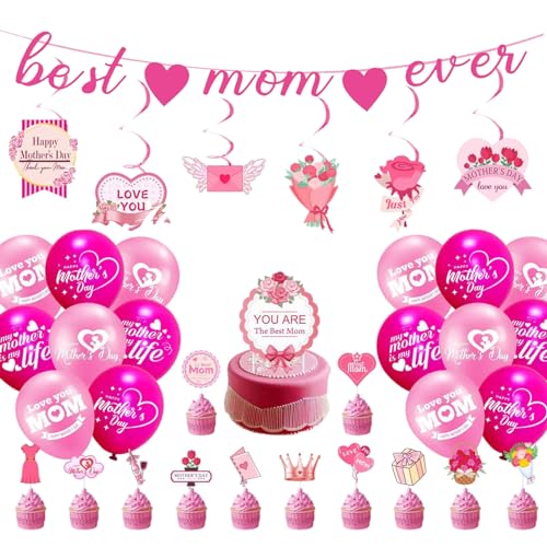 Partydekorationen Zum Muttertag Girlanden Aufhänger Luftballons Kuchendekorationen Zum Muttertag von Aurgiarme