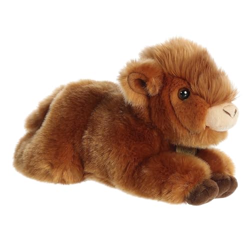 Aurora® Adorable Miyoni® Tots Hochlandkuh Kalb Stofftier – lebensechte Details – geschätzte Begleiterschaft – Braun, 27,9 cm von Aurora