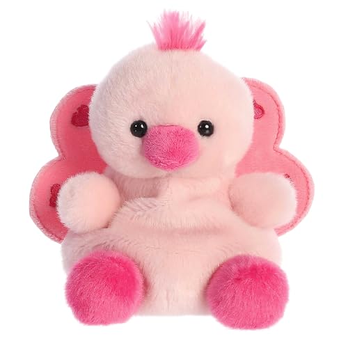 Aurora® Adorable Palm Pals™ Freya Peacock™ Stofftier im Taschenformat – Spiel im Taschenformat – Sammelspaß – Rosa 12,7 cm von Aurora