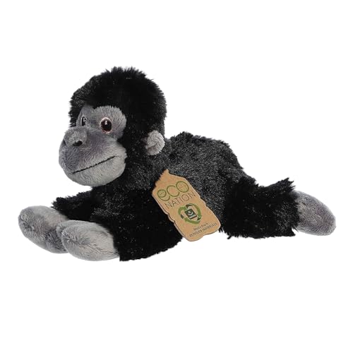 Aurora Eco-Friendly Eco Nation Eco Softies Gorilla Stofftier Umweltbewusstsein recycelte Materialien Schwarz, 20,3 cm von Aurora