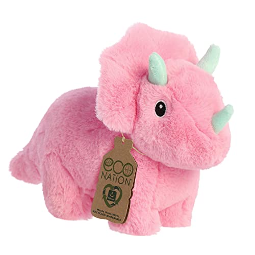 Aurora® Eco-Friendly Eco Nation™ Trix Triceratops Stofftier – Umweltbewusstsein – recycelte Materialien – Rosa, 20,3 cm von Aurora