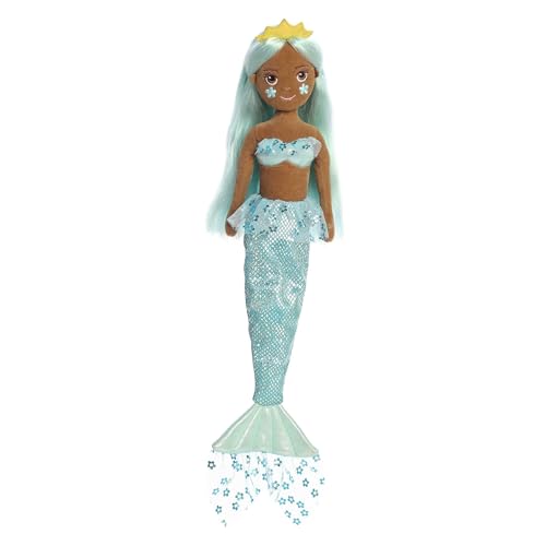 Aurora® Enchanting Sea Sparkles™ Cheeky Too Sparkles Aqua Fleur™ Stoffpuppe – fantasievolles Spielen – Magische Begleiter – Blau 45,7 cm von Aurora