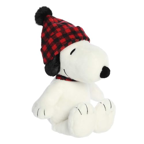 Aurora Snoopy Stofftier Peanuts Winter Plaid Klassische Charaktere dauerhafte Erinnerungen Wei, 27,9 cm von Aurora