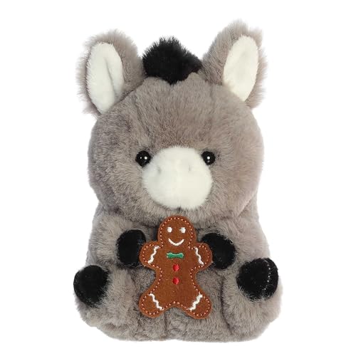 Aurora Festive Rolly Pet Denver Donkey Stuffed Animal - Adorable Companions - On-The-Go Fun - Gray 5 Inches von Aurora