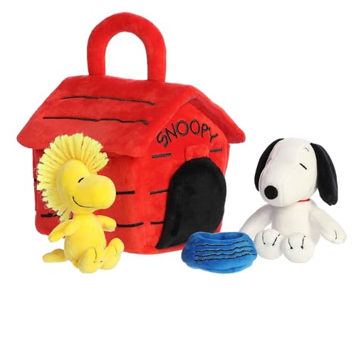 Aurora® Timeless Peanuts® Snoopys Hundehaus, Spielset Stofftier – klassische Charaktere – dauerhafte Erinnerungen – mehrfarbig, 20,3 cm von Aurora