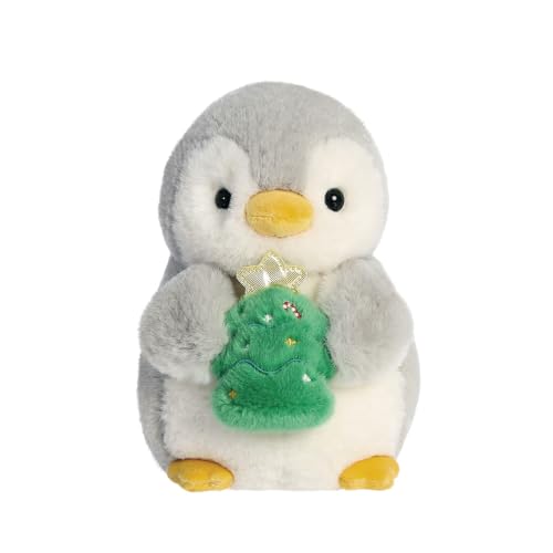 Aurora, 99361, Pompom Penguin w/Xmas Tree 8In, Soft Toy, White and Grey von Aurora