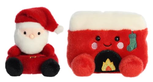 Aurora Bundle of 2 Palm Pals Christmas Holiday 5 inch Plush, Santa and Cozy Fireplace von Aurora