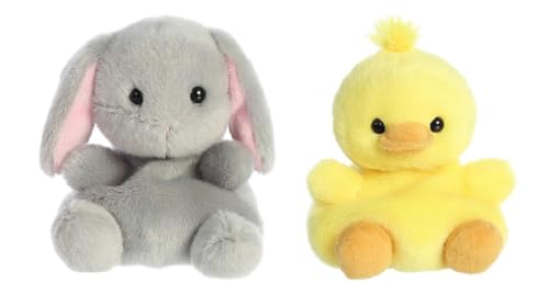 Aurora Easter Palm Pals 4" Plush 2 Piece Bundle, Darling Duck and Pebble Bunny von Aurora