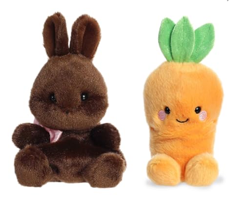 Aurora Easter Palm Pals 4" Plush 2 Piece Bundle, Richie Bunny and Cheerful Carrot von Aurora