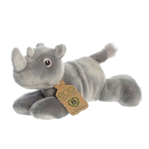 Aurora Eco-Friendly Eco Nation Eco Softies Rhino Stuffed Animal - Environmental Consciousness - Recycled Materials - Gray 8 Inches von Aurora