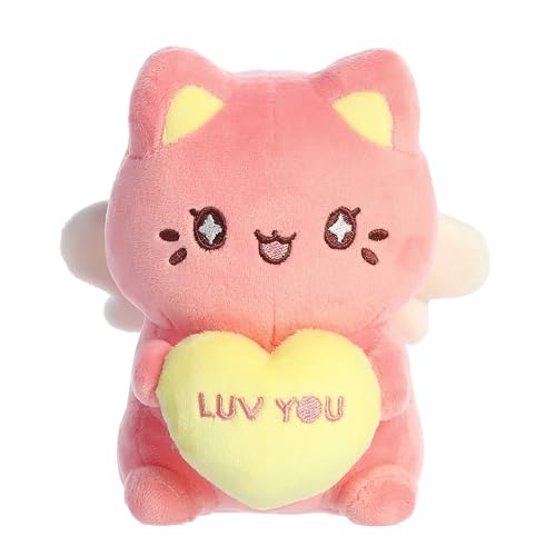 Aurora Enchanting Tasty Peach Candy Heart Meowchi Stuffed Animal - Bright & Colorful Design - Showpiece Plush - Dark Pink 7 Inches von Aurora