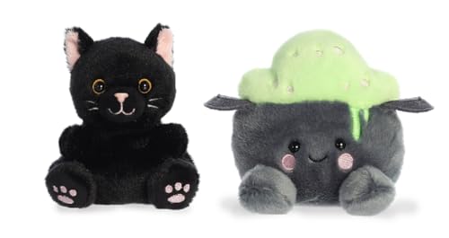 Aurora Palm Pals Halloween-Plüsch, 12,7 cm, Twilight Black Cat und Bubbly Cauldron, 2 Stück von Aurora