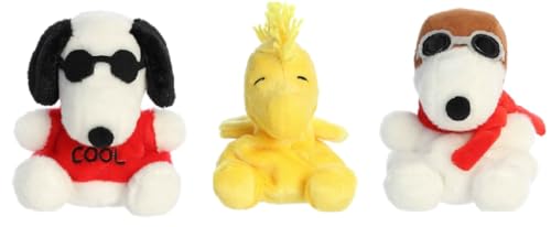 Aurora Peanuts 3 Piece Palm Pal Plush Bundle, Flying Ace, Woodstock, and Joe Cool von Aurora