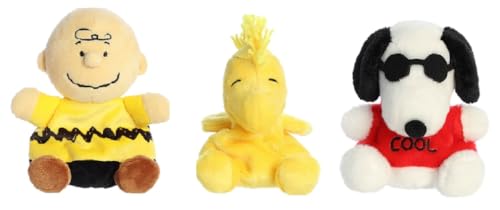 Aurora Peanuts Palm Pal 3 Piece Plush Bundle, Joe Cool, Woodstock, and Charlie Brown 5 Inches von Aurora