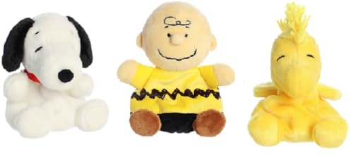 Aurora Peanuts Palm Pal Plush 3 Piece Bundle, Charlie Brown, Woodstock and Snoopy 5 inches von Aurora