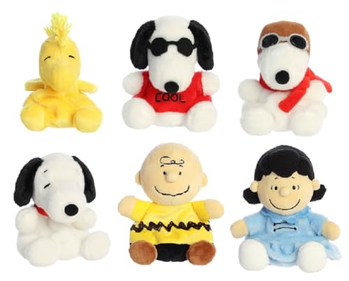 Aurora Peanuts Palm Pal Plush Bundle, Charlie Brown, Lucy, Woodstock, Joe Cool, Flying Ace and Snoopy von Aurora