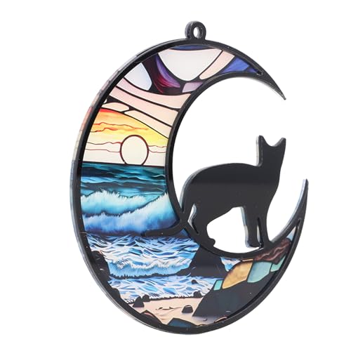 AuroraPeak Cat Memorial Suncatcher Cat Memorial Suncatcher Buntglas Fensterbehang, UV-bedruckte Acryl-Ornamente für den Verlust der Katze, Typ TYU401 von AuroraPeak