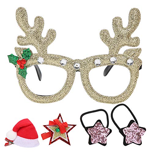 AuroraPeak Kostümbrille Weihnachten Glitzer Party Brillenrahmen Gold Weihnachtsdekoration Kostüm Brille von AuroraPeak