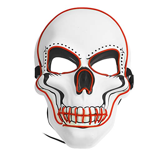 AuroraPeak Maskfor Maskfor Maskerade Clown Mischievous Glowing Mask Halloween for Maskquerade Skull Scary Mask with 3 Light Modes, White von AuroraPeak