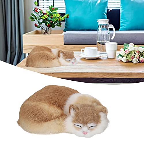 AuroraPeak Simulation Fluffy Sleeping Cat Furry Sleeping Cat Figur, Realistisches Plüschmodell für Home Office Decor, lebensechte Simulation, 30,5 cm Länge von AuroraPeak