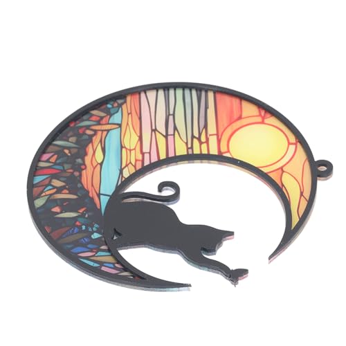 AuroraPeak TYU400 Haustier-Gedenk-Ornament für Katzen, Sonnenfänger, Buntglas-Fensteraufhängung, buntes UV-bedrucktes Acryl, Ornamente für den Verlust der Katze von AuroraPeak