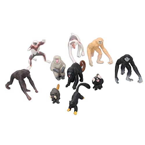 AuroraPeak Tiermodell-Set, Primaten-Modell-Set, 10 Stück, Mini-Kunststoff-Affe, Gibbon, Orang-Utan, Lemur, Tierornament-Kit von AuroraPeak