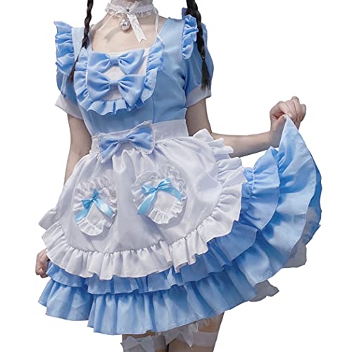 Aurueda Süße Spitze Lolita Kleid Kawaii Cosplay Kostüme Prinzessin Gericht Röcke Anime Fancy Schürze Maid Kleid von Aurueda