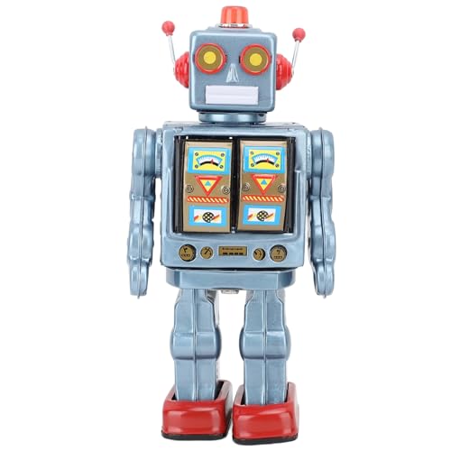 Ausla Elektrisch Rotierendes Metallblech-Roboterspielzeug, Retro-Roboter, Partygeschenke, Entwicklungsspielzeug, Bücherregal, Figurendekoration (Blue) von Ausla