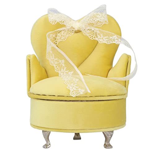 Creme Yellow Mini Stuhl Weiche Flanellette Doll House Möbel Dekoration Schmuck Aufbewahrungsbox, Miniatursofa, Ideales für Ordentlich Aufbewahrte Schmuck (Einzelstuhl (5,5 x 4,3 von Ausla