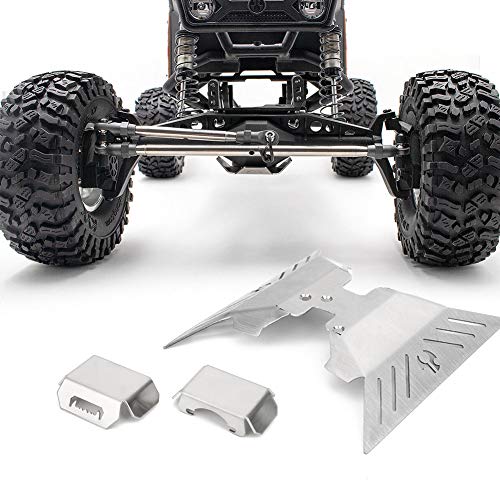 Edelstahl RC Chassis Schutzfolie, Vorder- und Hinterachsplatte für Axial Capra AXI232006 RC Autoteile, 3 Stück Silber von Ausla