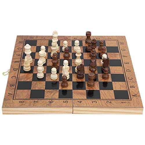 Einzigartige Faltbare 3 -in 1 -Holzschach, Checkers, Backgammon -Brettspiel für Logisches Denken, Geeignet für Alle Altersgruppen, Großartige Geschenkauswahl von Ausla