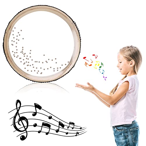 Ozeantrommel aus Natürlichem Ahornmaterial, Entwicklung des Musikalischen Potenzials von Kindern, Klang des Ozeans, Durchmesser 15,5 cm, Wellenperlentrommeln, von Ausla