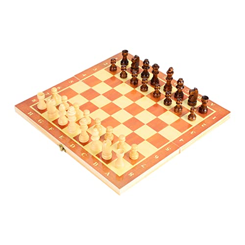 Schach- und Dame-Set, Holzschachbrett, Anfänger-Schachspiel, Klappbrett-Schachspiel mit Exquisiten Figuren, Drinnen, Draußen, Reiseset von Ausla