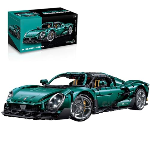 Auspcers Supercar Bausteine Set, 4208PCS 1/8 Technik Rennenauto MOC Rennwagen Bausatz, Technik Auto Modellbausatz Konstruktionsspielzeug Kompatibel mit Großen Marken von Auspcers