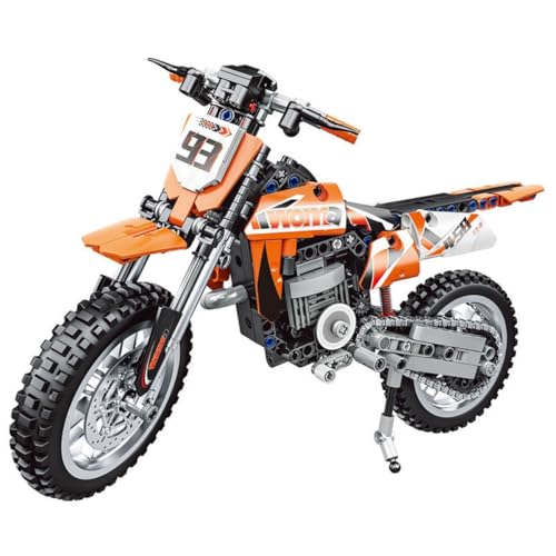 Auspcers Technik Motorrad Bausteine Set, 434 Teile Klemmbausteine Motorcycle Rennen Motorrad Motocross Konstruktionsspielzeug, MOC Supermotorrad Bauset Spielzeug Geschenk für Kinder Erwachsene von Auspcers