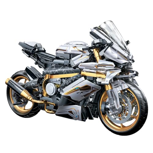 Auspcers Technik Motorrad Bausteine Supermotorrad, 1:5 Technik Supermotorrad Modell Bauset Technik Rennen Motorrad MOC Modellbausätze, Klemmbausteine Kompatibel mit großen Marken von Auspcers