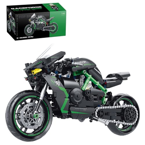 Auspcers Technik Motorrad Bausteine für H2R, 511 Teile Klemmbausteine Technik Supermotorrad, MOC Rennen Motorrad Modell Kompatibel mit Andere Marken von Auspcers