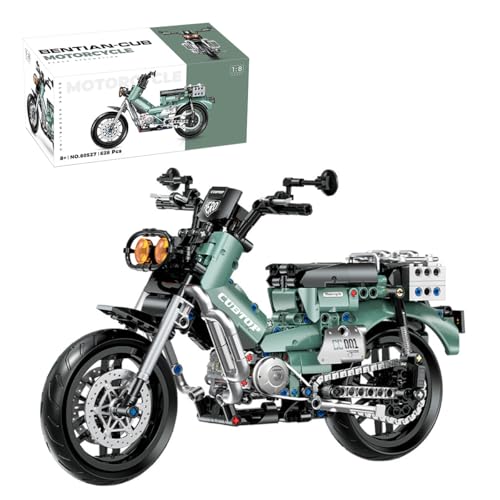 Auspcers Technik Motorrad Bausteine für Honda Cub CC110 Supermotorrad, 578 Teile Technik Gelände Motorrad Rennen Superbike Modellbausatz Geschenk für Kinder Erwachsene Kompatibel mit Andere Marken von Auspcers