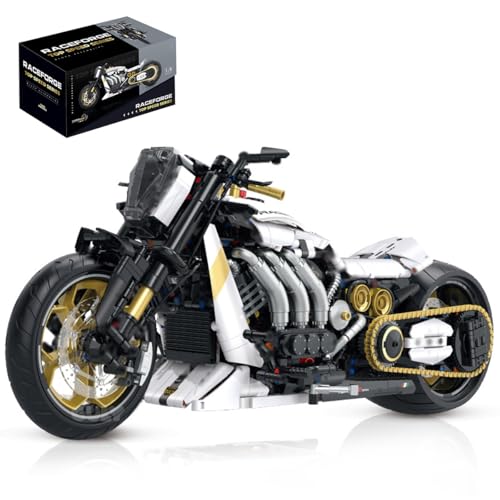 Auspcers Technologie Motorrad Baustein Kit, 2000 Stücke 1:5 Klemmbausteine Technik Supermotorrad Modellbausatz, MOC Supermotorrad Modellbausatz Superbike Spielzeug Geschenk von Auspcers