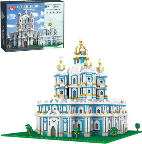 Technik Architecture Smolny-Kirche Bauset, 3737PCS Famous World Architecture Educational Toys Micro Blocks, Nano Mini Building Model Kits Child Construction Educational DIY Toy Gifts von Auspcers