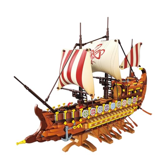 Technik Piratenschiff Klemmbausteine, Wikingerschiff Bausteine Spielzeug Mittelalterliche Segelschiff Modellbausatz Bausteine Set, Schiff Modellbausatz Geschenk für Erwachsene Kinder, 2073 Teile von Auspcers