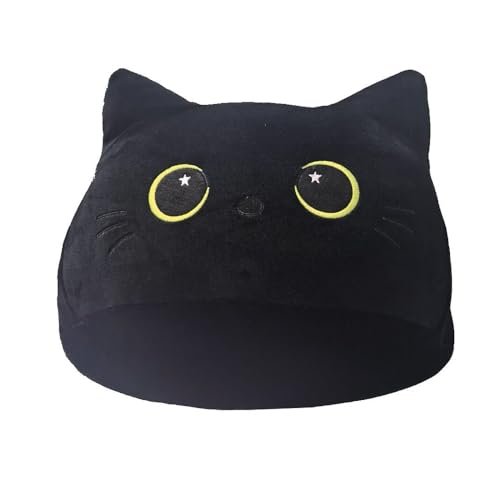 18,9 Zoll Groß Schwarze Katze Plüschtier Katze Kuscheltier, Weiches Stofftier Katze Kawaii Kopfkissen Gefüllte Katze Puppe Tier Kissen Süße Dekoratives Kissen Halloween Weihnachten Geschenk (Gold) von Auspicious beginning