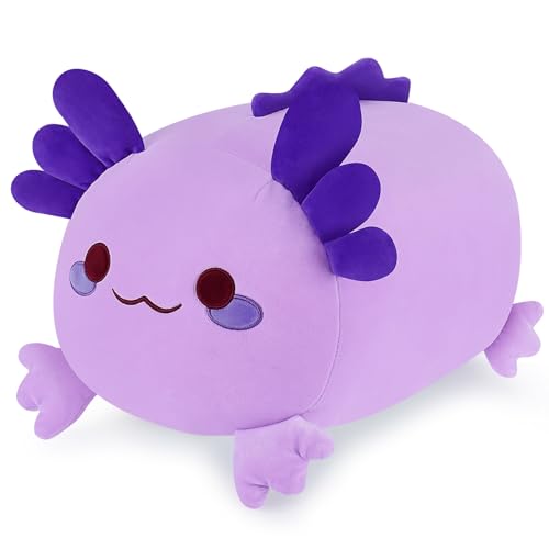 Axolotl Plüschtier Stofftiere Kawaii Plüsch Axolotl Kuscheltier, Weiches Plüschtier Kissen Süßes Plüsch Axolotl Spielzeug Fette Axolotl Puppe für Kinder Frauen, Geburtstag Neujahr(15,7 Zoll, Violett) von Auspicious beginning