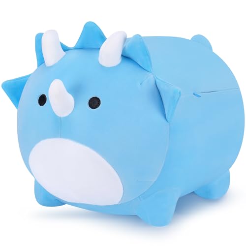 Dinosaurier Kuscheltier Triceratops Plüsch Spielzeug Dino kuschelkissen, Süße Dinosaurier Plüschtier Umarmungskissen Kawaii Dino Stofftier Plüsch Puppe für Jungen und Mädchen Geburtsta(Blau, 40cm) von Auspicious beginning